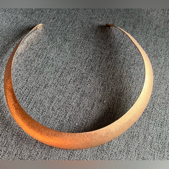 MILOR Italy Bronze Torque Necklace Choker Medium 1 1/8” W Adjustable 16.5” L - Picture 3 of 7